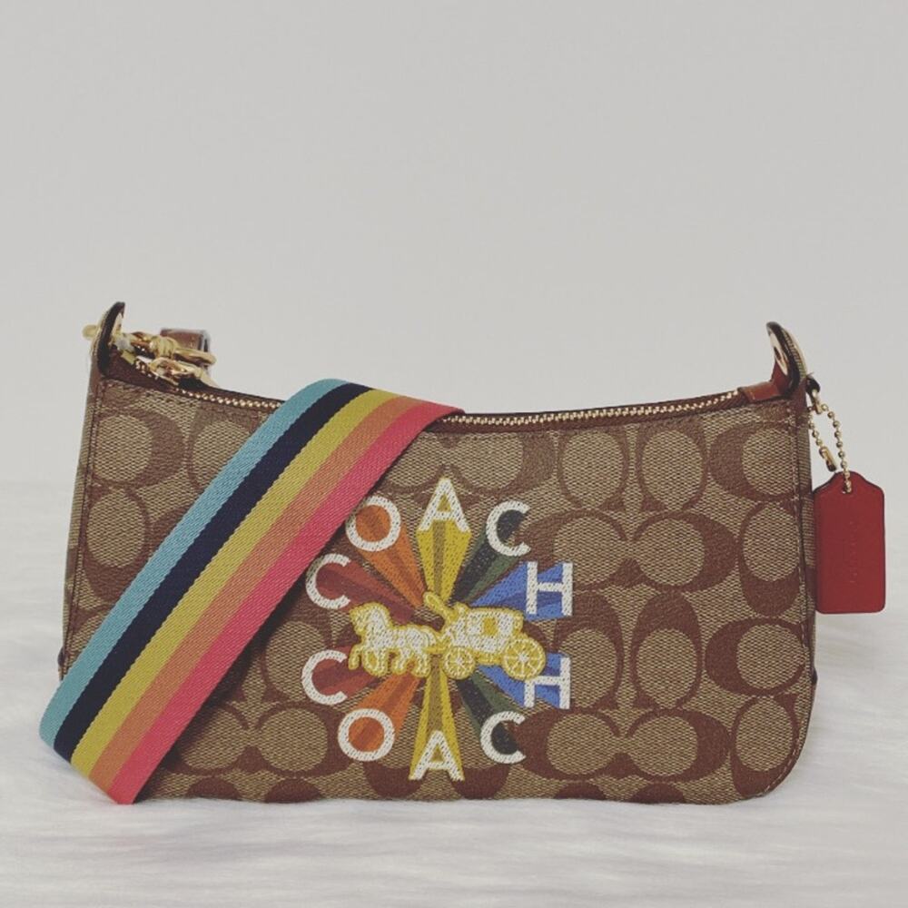New Coach Jes Baguette In Signature Canvas With Coach Radial Rainbow - Picture 5 of 10
